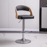 Pino 經典實木皮革座墊可調節旋轉吧檯椅